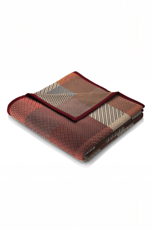 Carraig Donn Rust Herringbone Check Blanket With Fine Velour Binding
