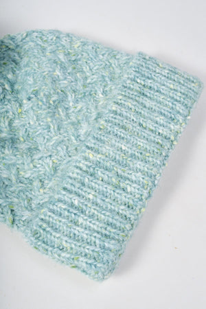 Carraig Donn Sage Green Cable Knit Pom Pom Beanie Hat
