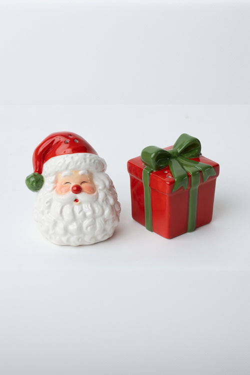 Ceramic Santa & Gift Salt & Pepper Christmas Set