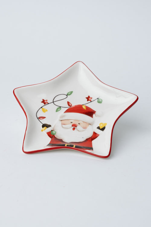 Santa Christmas Star Shaped Plate