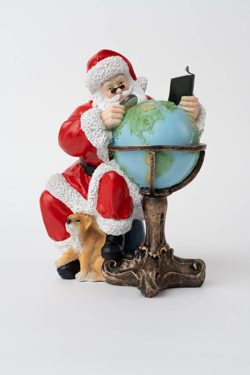 Santa With Dog & Globe Christmas Decoration