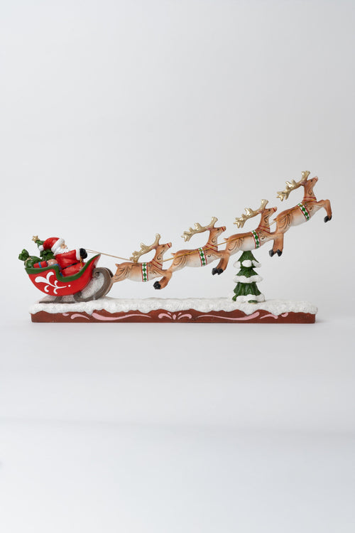 Santa With Sleigh & Reindeer Christmas Decoration