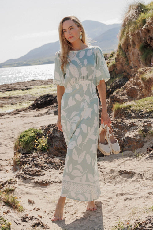 Saoirse Green Floral Print Maxi Dress