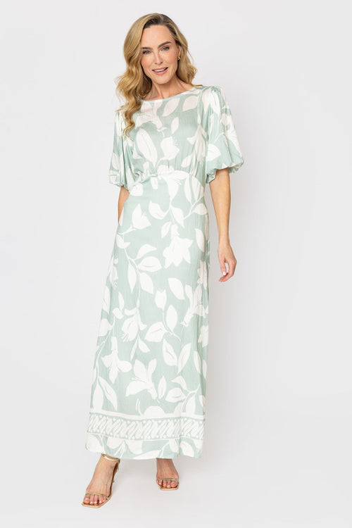 Saoirse Green Floral Print Maxi Dress