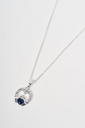 Carraig Donn Sapphire Stone Claddagh Pendant Necklace