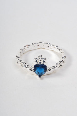 Carraig Donn Sapphire Stone Claddagh Ring - Size 7.5