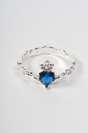Carraig Donn Sapphire Stone Claddagh Ring - Size 8.5