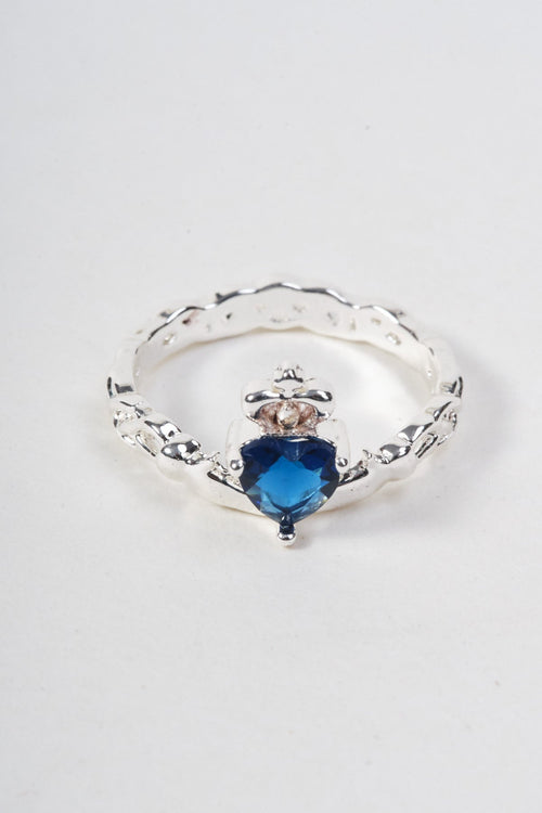 Sapphire Stone Claddagh Ring - Size 8.5