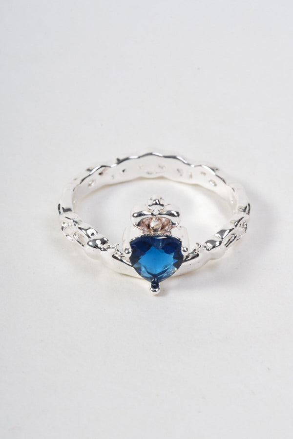 Carraig Donn Sapphire Stone Claddagh Ring - Size 8.5