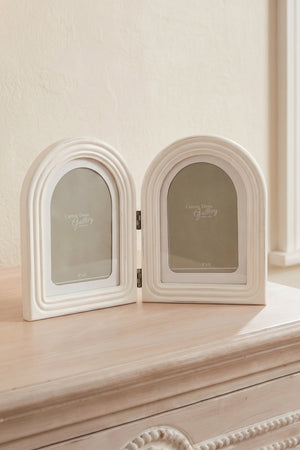 Carraig Donn Sarah Beaded White Double Photo Frame 4x6