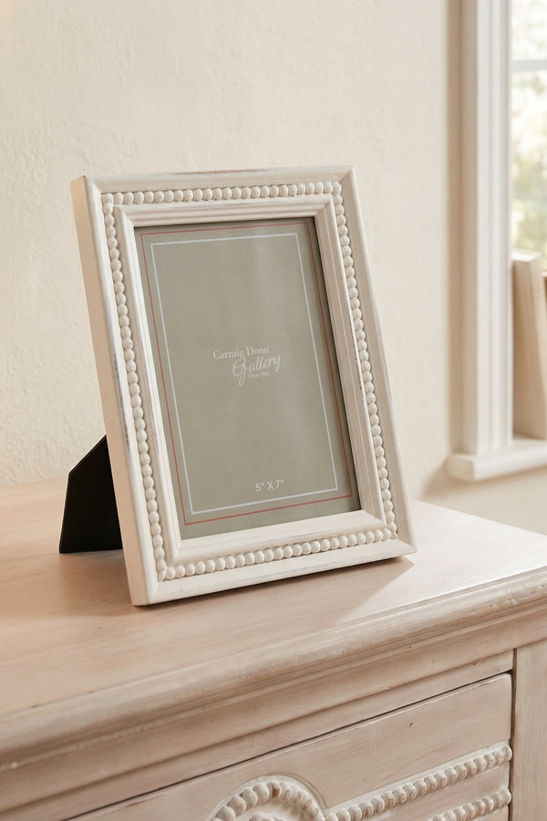 Carraig Donn Sarah Beaded White Photo Frame 5x7