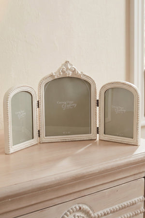 Carraig Donn Sarah Beaded White Triple Photo Frame