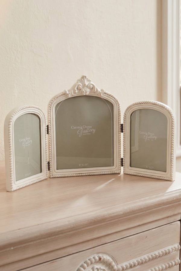 Carraig Donn Sarah Beaded White Triple Photo Frame