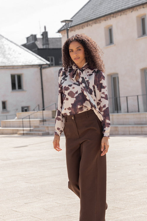 Carraig Donn Sasha Animal Print Long Sleeve Blouse