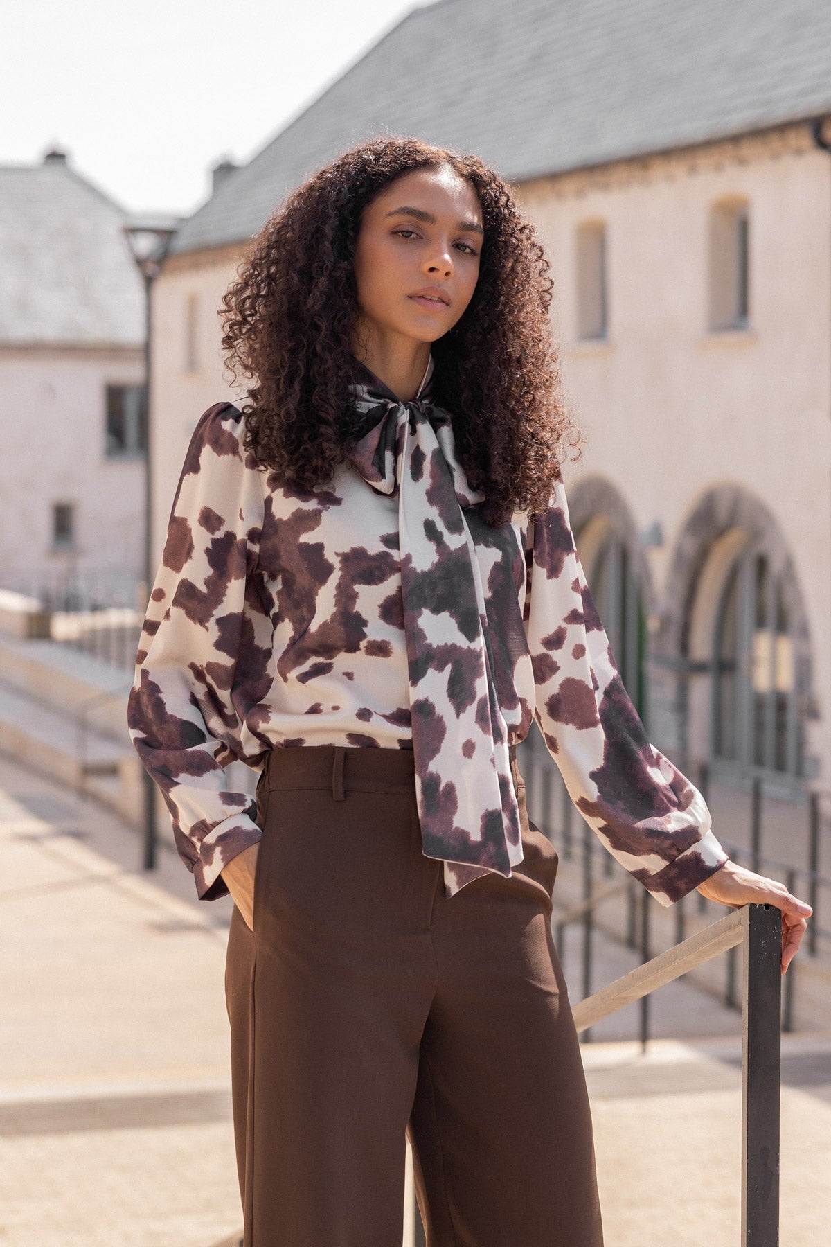 Sasha Animal Print Long Sleeve Blouse