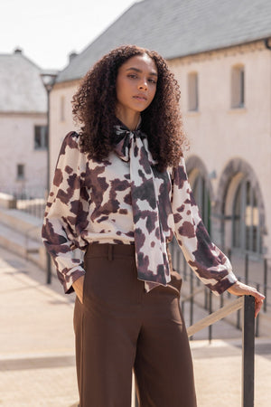 Carraig Donn Sasha Animal Print Long Sleeve Blouse