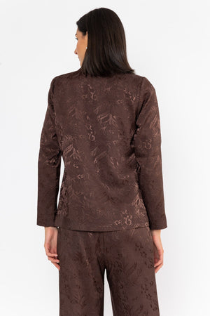 Carraig Donn Satin Jacquard Blazer Brown