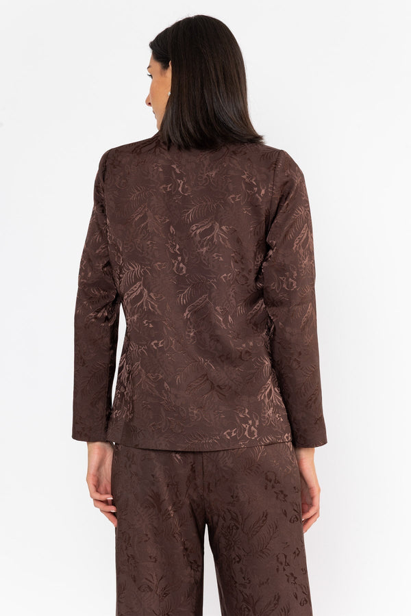 Carraig Donn Satin Jacquard Blazer Brown