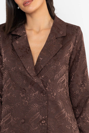 Carraig Donn Satin Jacquard Blazer Brown