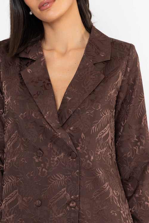 Carraig Donn Satin Jacquard Blazer Brown