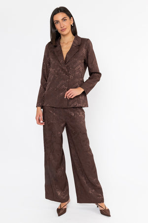 Carraig Donn Satin Jacquard Blazer Brown