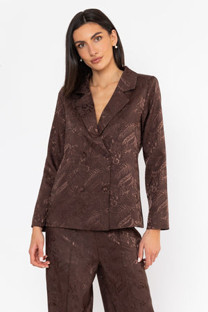 Carraig Donn Satin Jacquard Blazer Brown