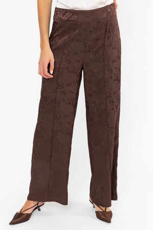 Carraig Donn Satin Jacquard Trousers Brown