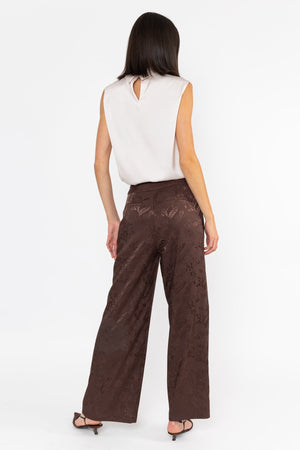 Carraig Donn Satin Jacquard Trousers Brown