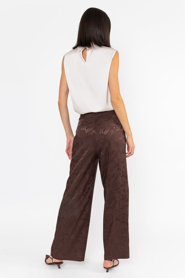 Carraig Donn Satin Jacquard Trousers Brown