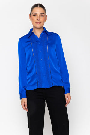 Carraig Donn Scallop Placket Satin Blouse