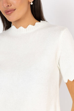 Carraig Donn Scalloped Edge Jumper Cream