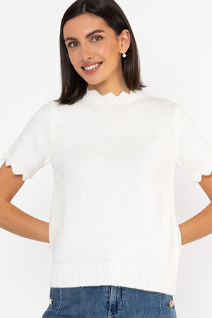 Carraig Donn Scalloped Edge Jumper Cream