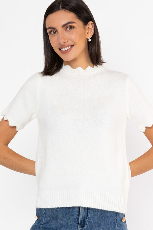 Carraig Donn Scalloped Edge Jumper Cream