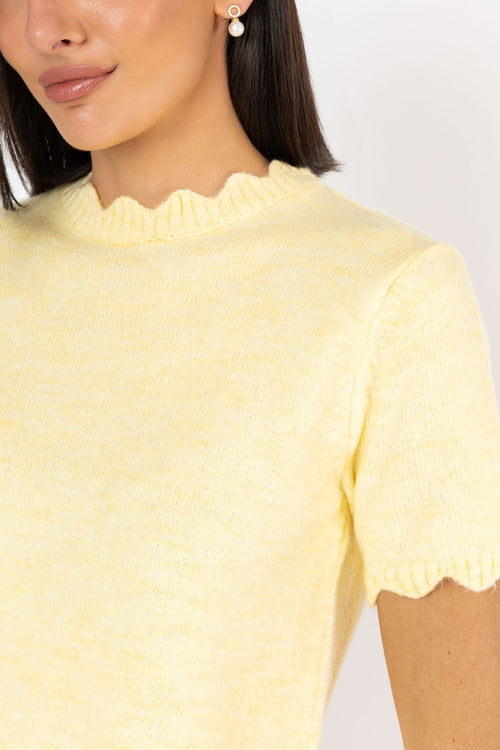 Carraig Donn Scalloped Edge Jumper Lemon