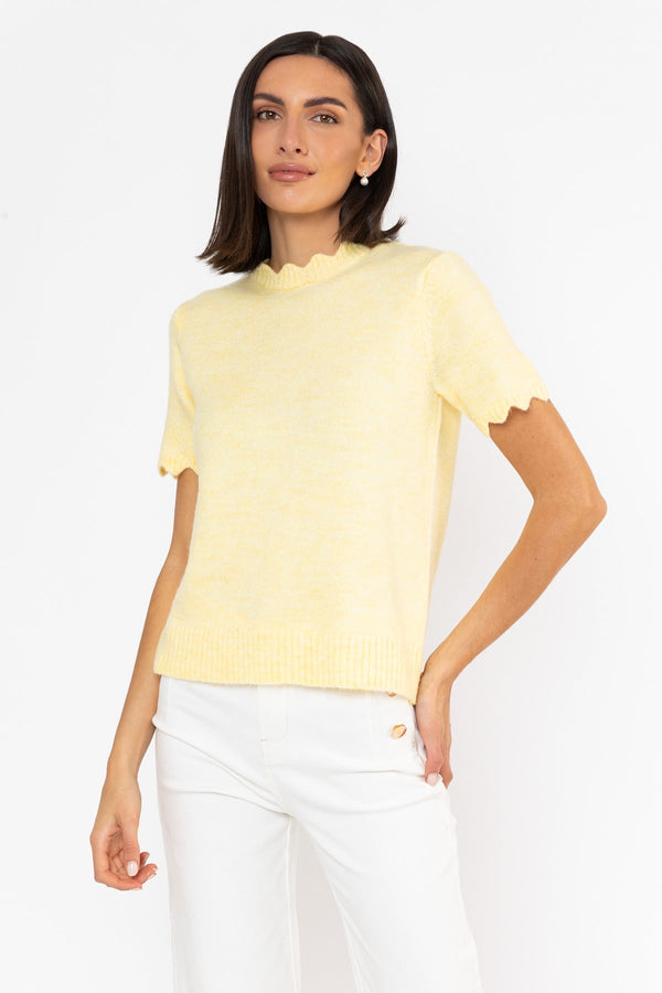 Carraig Donn Scalloped Edge Jumper Lemon