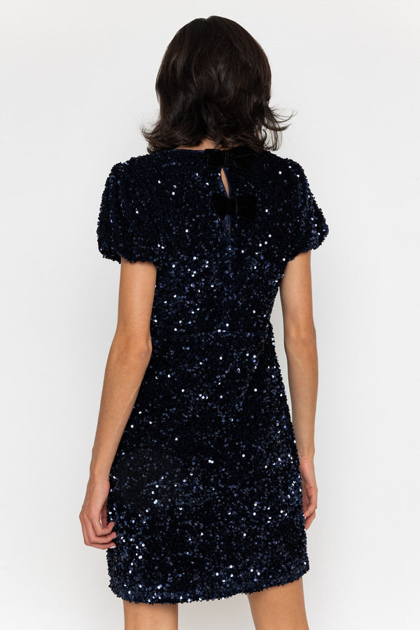Carraig Donn Sequin Bow Back Dress Navy