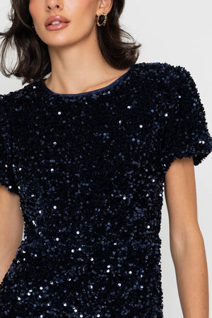 Carraig Donn Sequin Bow Back Dress Navy