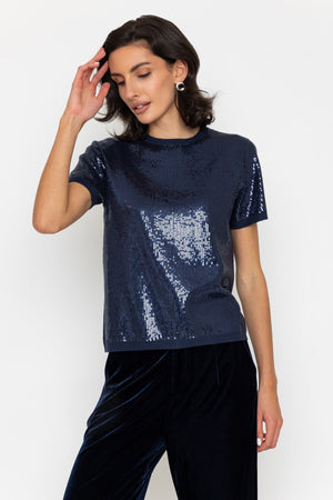 Carraig Donn Sequin Fine Gauge Knit Navy