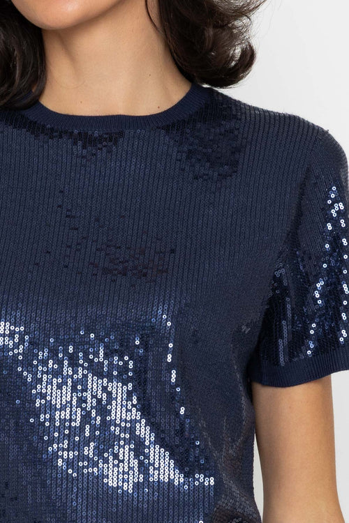 Carraig Donn Sequin Fine Gauge Knit Navy