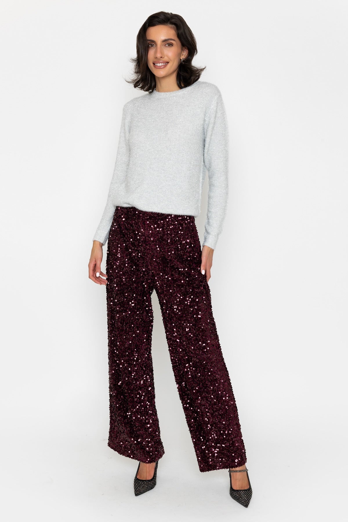 Plum Purple Sequin Trousers