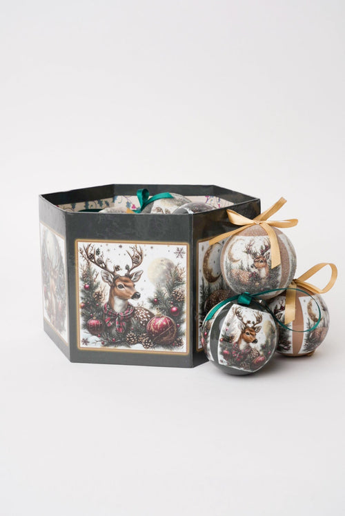 Set Of 14 Reindeer Christmas Baubles