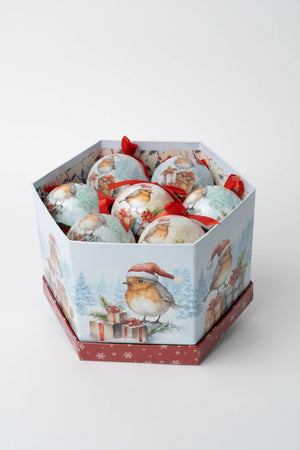 Carraig Donn Set Of 14 Robin Christmas Baubles