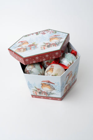 Carraig Donn Set Of 14 Robin Christmas Baubles