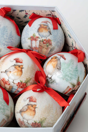 Carraig Donn Set Of 14 Robin Christmas Baubles
