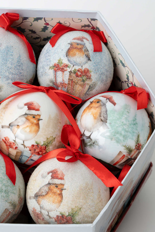 Carraig Donn Set Of 14 Robin Christmas Baubles