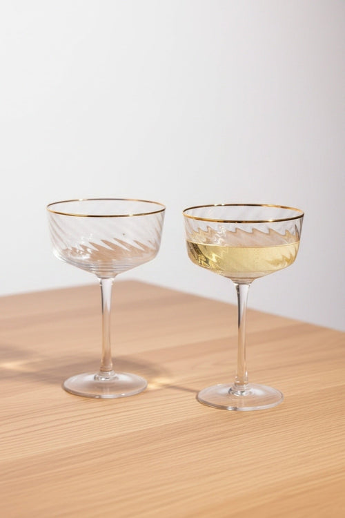 Set Of 2 Aster Gold Champagne Saucer