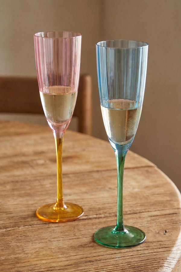 Carraig Donn Set of 2 Eclectic Ripple Champagne Flutes