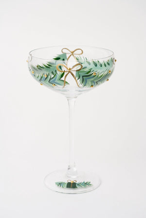 Carraig Donn Set Of 2 Gold Bow Christmas Champagne Saucer Glasses