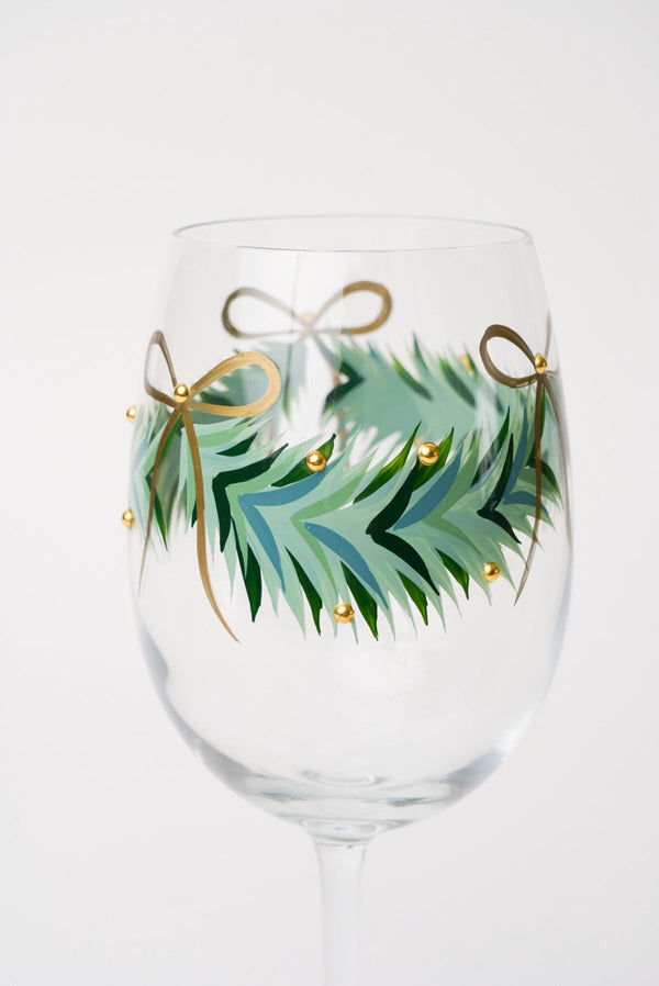 Carraig Donn Set Of 2 Gold Bow Christmas Wine Glasses