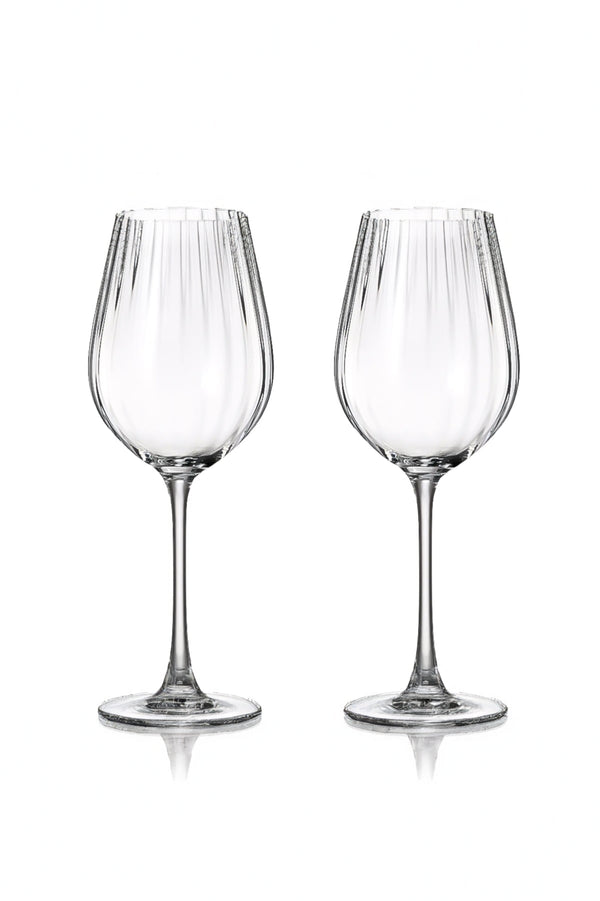 Carraig Donn Set Of 2 Ripple Crystal Wine Glasses